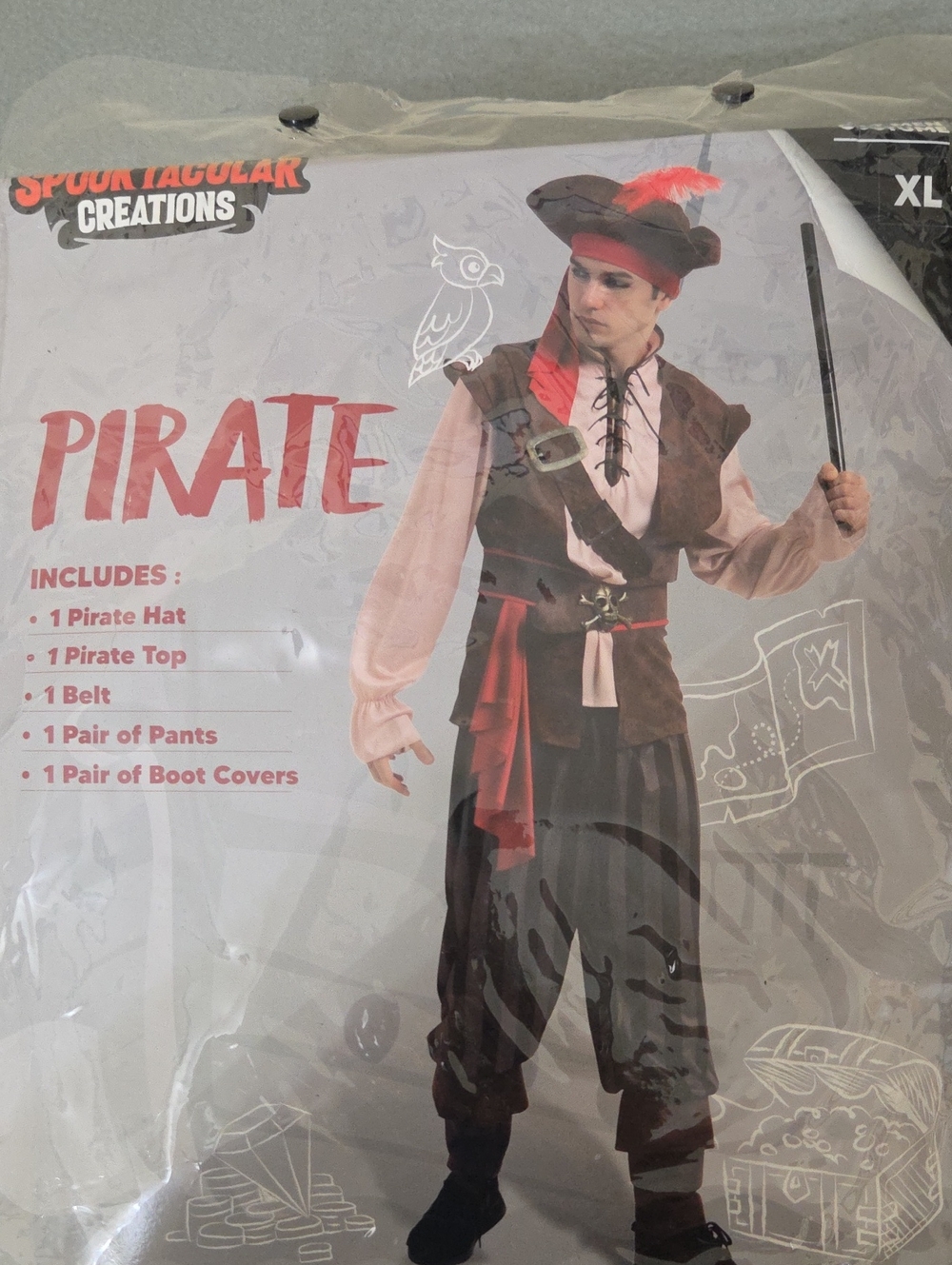 Men's Halloween Caribbean Pirate Costume - Size XL